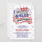 Rood Wit en Blauw ik doe BBQ Koppel Bruidsdouche Kaart (Voorkant)