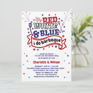 Rood Wit en Blauw ik doe BBQ Koppel Bruidsdouche  Kaart