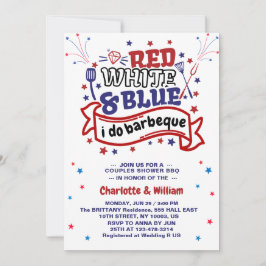 Rood Wit en Blauw ik doe BBQ Koppel Bruidsdouche Kaart