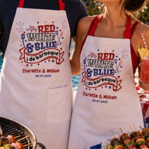 Rood Wit en Blauw ik doe BBQ Koppel Bruidsdouche Schort
