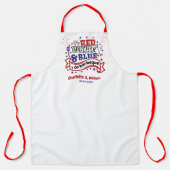 Rood Wit en Blauw ik doe BBQ Koppel Bruidsdouche  Schort (Voorkant)