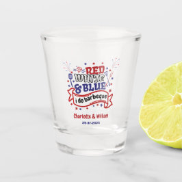 Rood Wit en Blauw ik doe BBQ Koppel Bruidsdouche Shot Glas