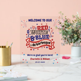 Rood Wit en Blauw ik doe BBQ Koppel Bruidsuitje Acryl Bord