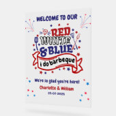 Rood Wit en Blauw ik doe BBQ Paar Vrijgezellenfees Acryl Bord (Hoek)