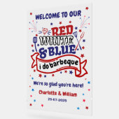 Rood Wit en Blauw ik doe BBQ Paar Vrijgezellenfees Acryl Bord (Hoek)