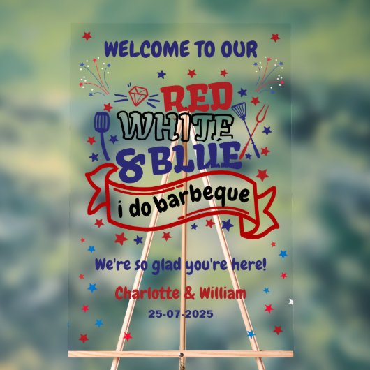 Rood Wit en Blauw ik doe BBQ Paar Vrijgezellenfees Acryl Bord (Neutraal)