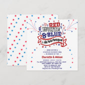 Rood Wit en Blauw ik doe BBQ Paar Vrijgezellenfees Kaart (Voorkant / Achterkant)