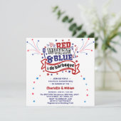 Rood Wit en Blauw ik doe BBQ Paar Vrijgezellenfees Kaart (Staand voorkant)
