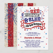 Rood Wit en Blauw ik doe BBQ Paar Vrijgezellenfees Kaart (Voorkant / Achterkant)