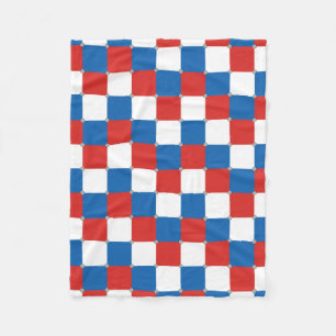 Rood wit en blauw ingecheckt patroon fleece deken