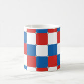 Rood wit en blauw ingecheckt patroon koffiemok (Center)