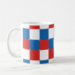 Rood wit en blauw ingecheckt patroon koffiemok