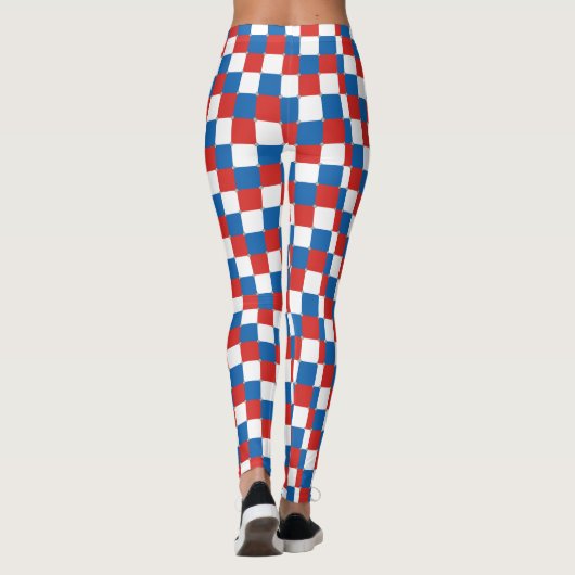 Rood wit en blauw ingecheckt patroon leggings (Achterkant)