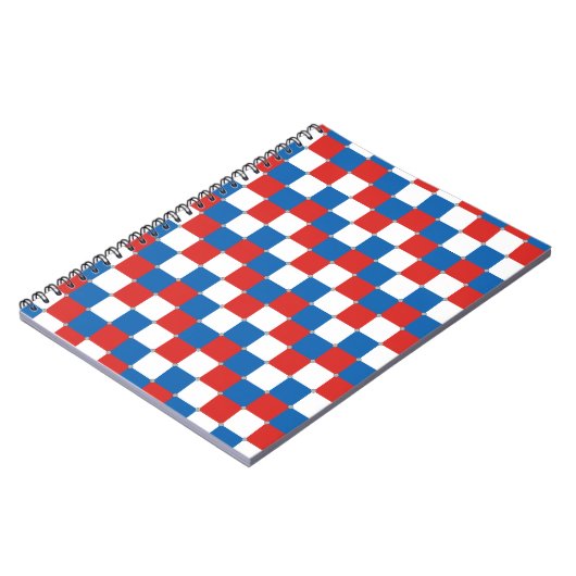 Rood wit en blauw ingecheckt patroon notitieboek (Linkerzijde)
