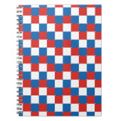Rood wit en blauw ingecheckt patroon notitieboek (Voorkant)