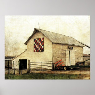 Rood, wit en blauw Iowa Barn Quilt Poster