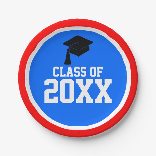 Rood-wit en blauw jaar GraduPartij Papieren Bordje (Voorkant)