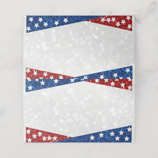 Rood, wit en blauw juli 4 Glitter Plaatskaartje (Buitenkant ongevouwen)