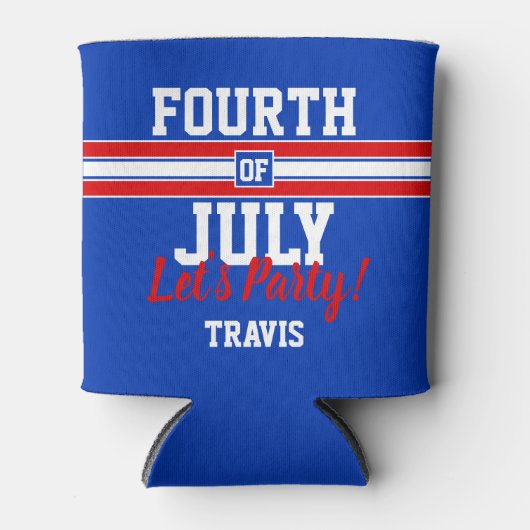Rood Wit en Blauw Juli 4th Douane Blikjeskoeler (Voorkant)