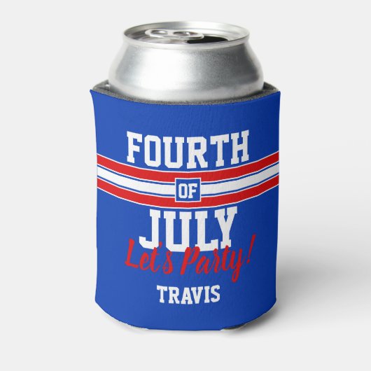 Rood Wit en Blauw Juli 4th Douane Blikjeskoeler (Blikje Achterkant)