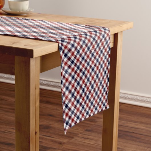 Rood wit en blauw kariert medium tafelloper (Voorbeeld)