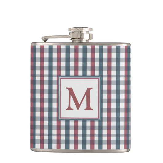 Rood, Wit en Blauw Karo Monogram Heupfles (Voorkant)