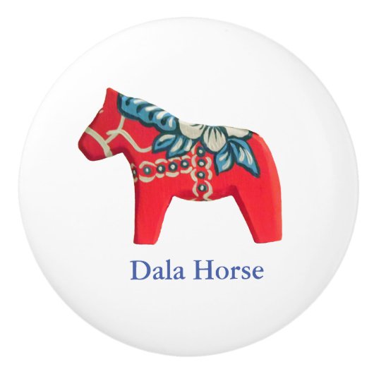 Rood, wit en blauw keramische dala Horse Knob Keramische Knop (Voorkant)