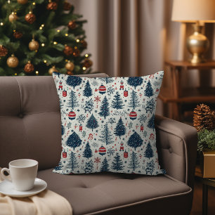 Rood Wit en Blauw Kerst Vakantiehuis Hygge Kussen