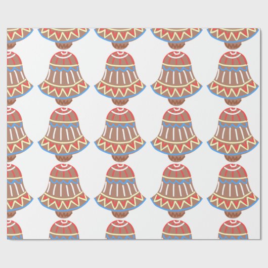 Rood, wit en blauw kerstfeestkoekje cadeaupapier (Vlak)