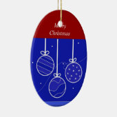 Rood, Wit en Blauw Kerstversiering Keramisch Ornament (Rechts)