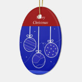 Rood, Wit en Blauw Kerstversiering Keramisch Ornament (Links)