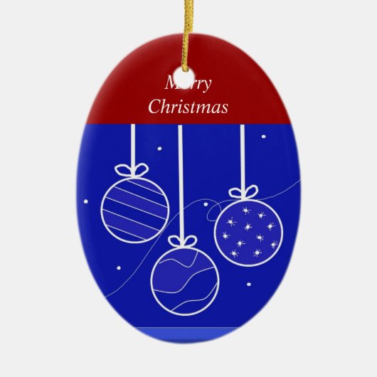 Rood, Wit en Blauw Kerstversiering Keramisch Ornament (Voorkant)