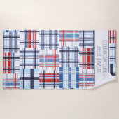 Rood, wit en blauw keukenhanddoek met tekst strandlaken (Voorkant)