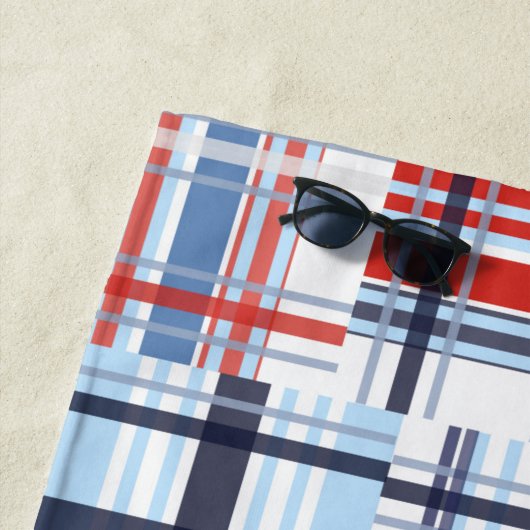 Rood, wit en blauw keukenhanddoek met tekst strandlaken (In situ)