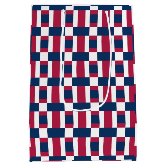 Rood wit en blauw kleurenblok afdrukken medium cadeauzakje (Achterkant)