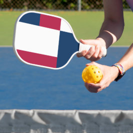 Rood wit en blauw kleurenblok afdrukken pickleball paddle