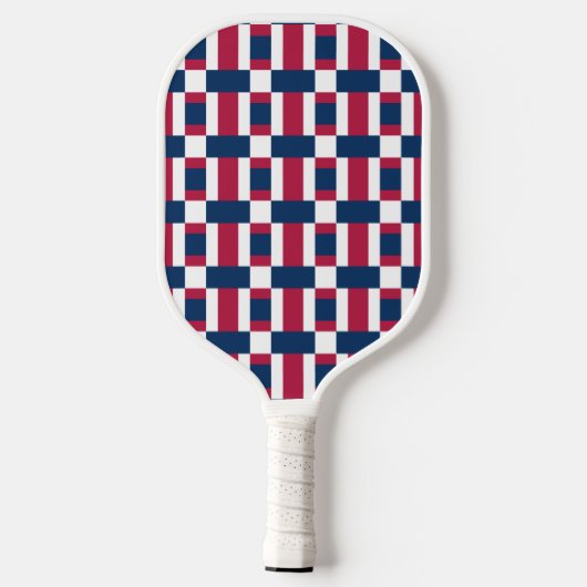 Rood wit en blauw kleurenblok afdrukken pickleball paddle (Achterkant)