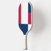 Rood wit en blauw kleurenblok afdrukken pickleball paddle (Links)