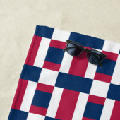 Rood wit en blauw kleurenblok afdrukken strandlaken (In situ)