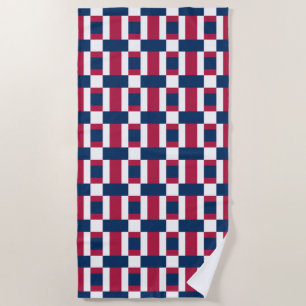 Rood wit en blauw kleurenblok afdrukken strandlaken