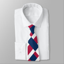 Rood wit en blauw kleurenblok afdrukken stropdas