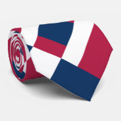 Rood wit en blauw kleurenblok afdrukken stropdas (Opgerold)