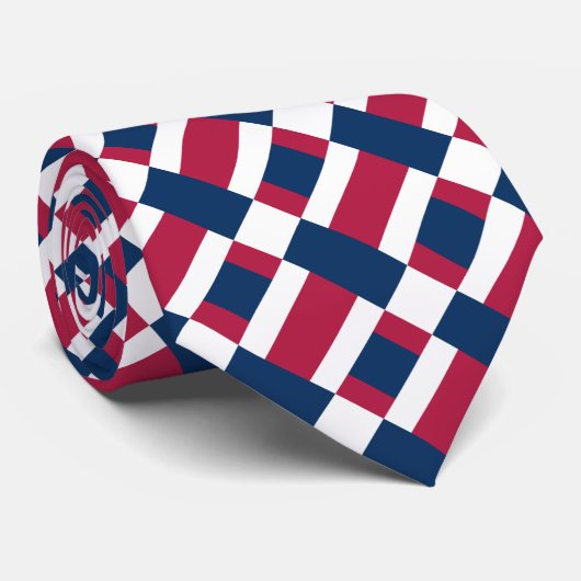 Rood wit en blauw kleurenblok Afdrukken Stropdas (Opgerold)