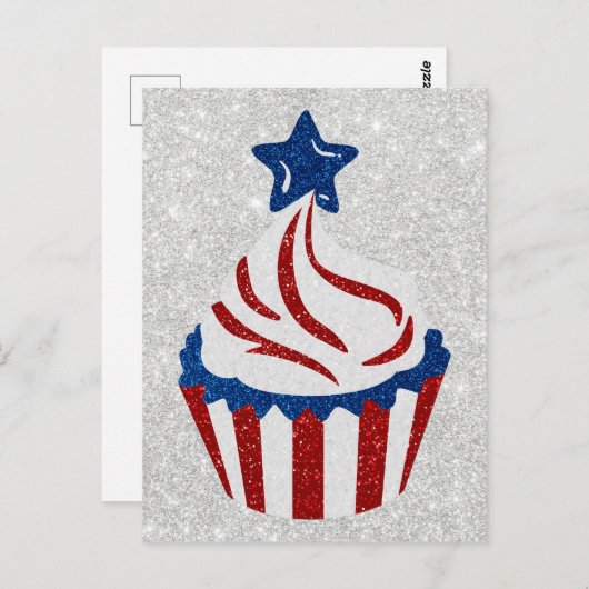 Rood, wit en blauw koekje van 4 juli Glitter Briefkaart (Voorkant / Achterkant)