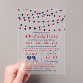 Rood, wit en blauw koord Lichten 4th van de Partij Acryl Uitnodigingen (Insitu (Draagbaar))