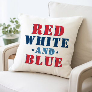 Rood Wit en Blauw Krachtige Patriottische Tekst Buitenkussen