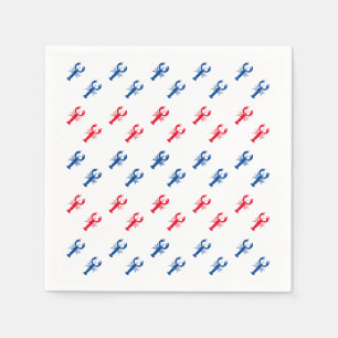 Rood wit en blauw kreeftenpatroon wit papier servet