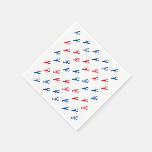 Rood wit en blauw kreeftenpatroon wit papier servet (Hoek)