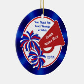 Rood wit en blauw, kronkelige Coach Gifts, klokkev Keramisch Ornament (Rechts)