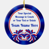 Rood wit en blauw, kronkelige Coach Gifts, klokkev Keramisch Ornament (Achterkant)